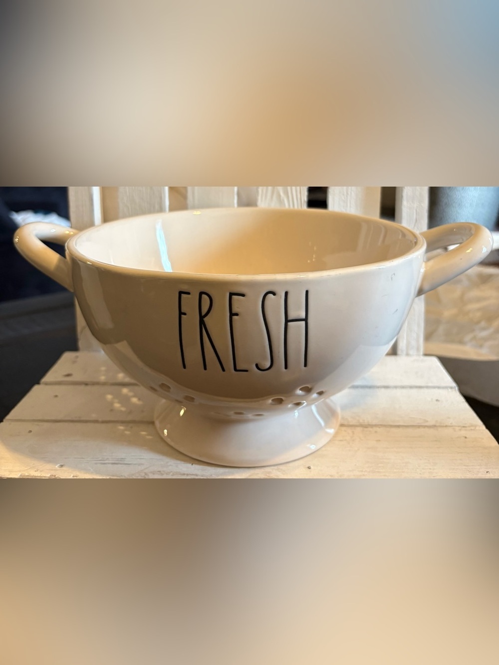 Rae Dunn “FRESH” Ceramic Colander